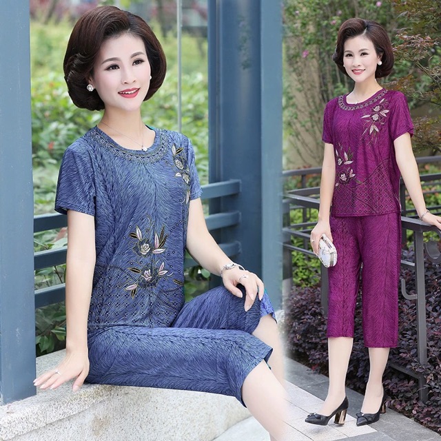 Bộ lanh mặc nhà trung niên