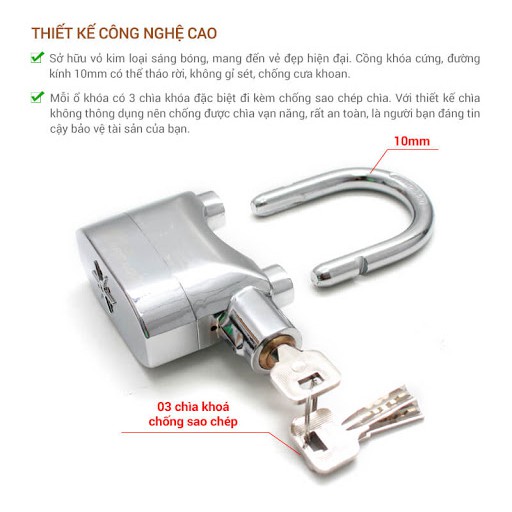 Ổ Khoá Kinbar Alarm Lock Loại 1 Chống Trộm Kêu To Cao Cấp