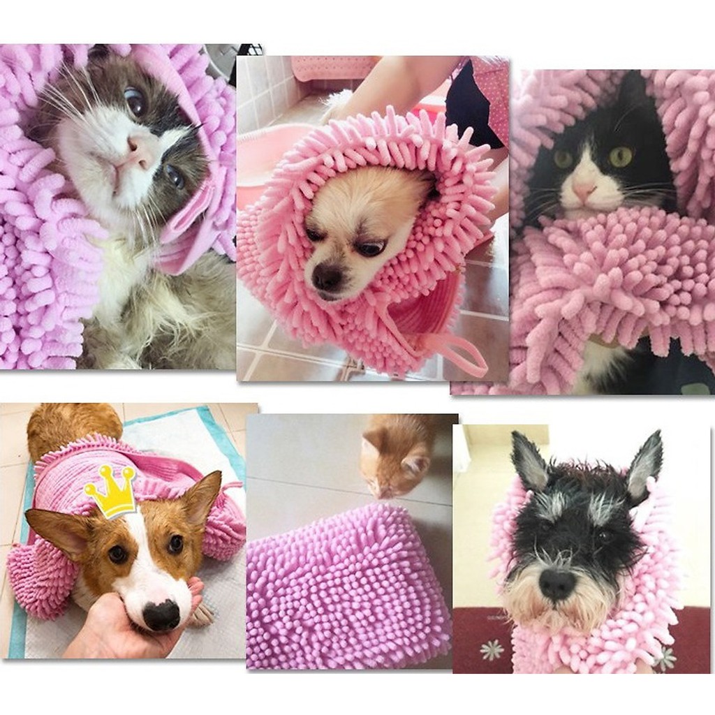 HCM- Khăn tắm chuyên dụng cho chó mèo (chọn 3 size, màu ngẫu nhiên) - Dạng khăn bông lau mình cho thú cưng