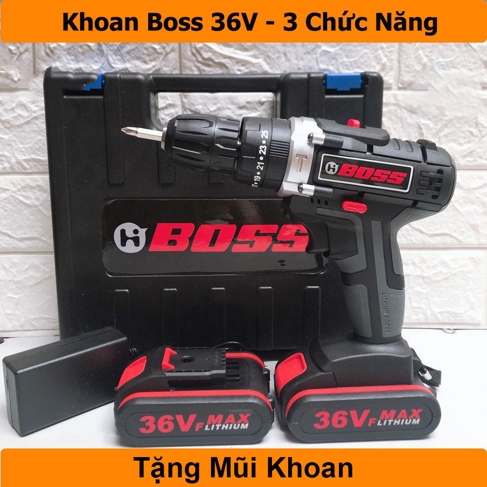 Máy Khoan Boss 36V 3 Chức Năng, Có Búa Lõi Đồng, Khoan tường, bắt vít, khoan gỗ CHÍNH HÃNG LOẠI 1