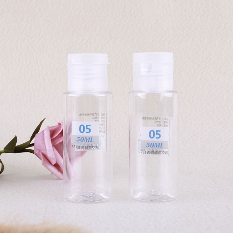Chai Nhựa Rỗng 50ml Trong Suốt Nắp Lật Dùng Đựng Mỹ Phẩm Khi Đi Du Lịch
