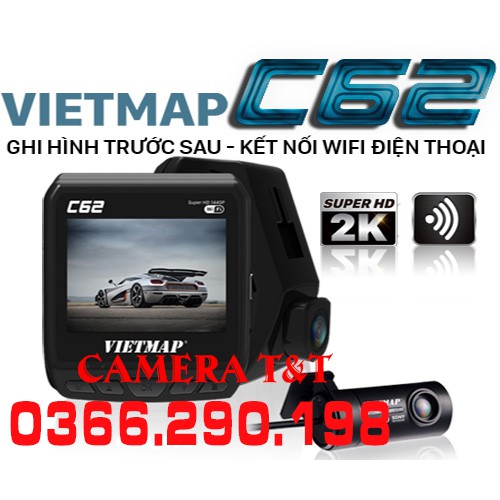 [TẶNG THẺ NHỚ 32G VIETMAP] CAMERA HÀNH TRÌNH VIETMAP C62 - GHI HÌNH NGƯỢC SÁNG - CẢNH BÁO TỐC ĐỘ - HÀNG CHÍNH HÃNG