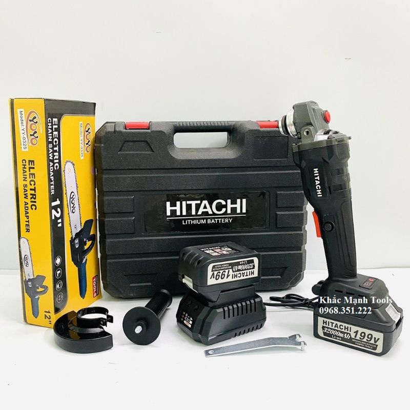 máy mài pin hitach 118v tặng lưỡi cưa xích- máy mài góc -máy cắt