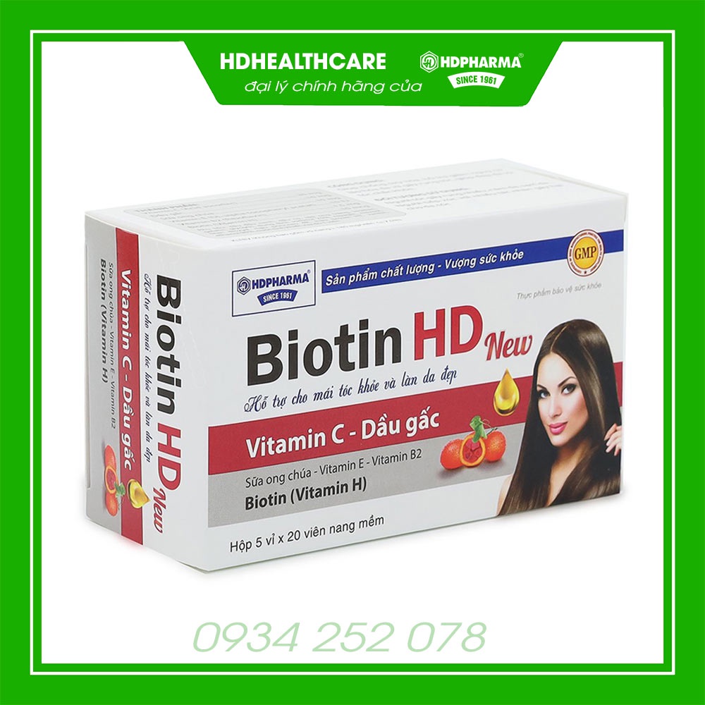 Biotin HD viên uống giúp mọc tóc, giảm rụng tóc, làm sáng da