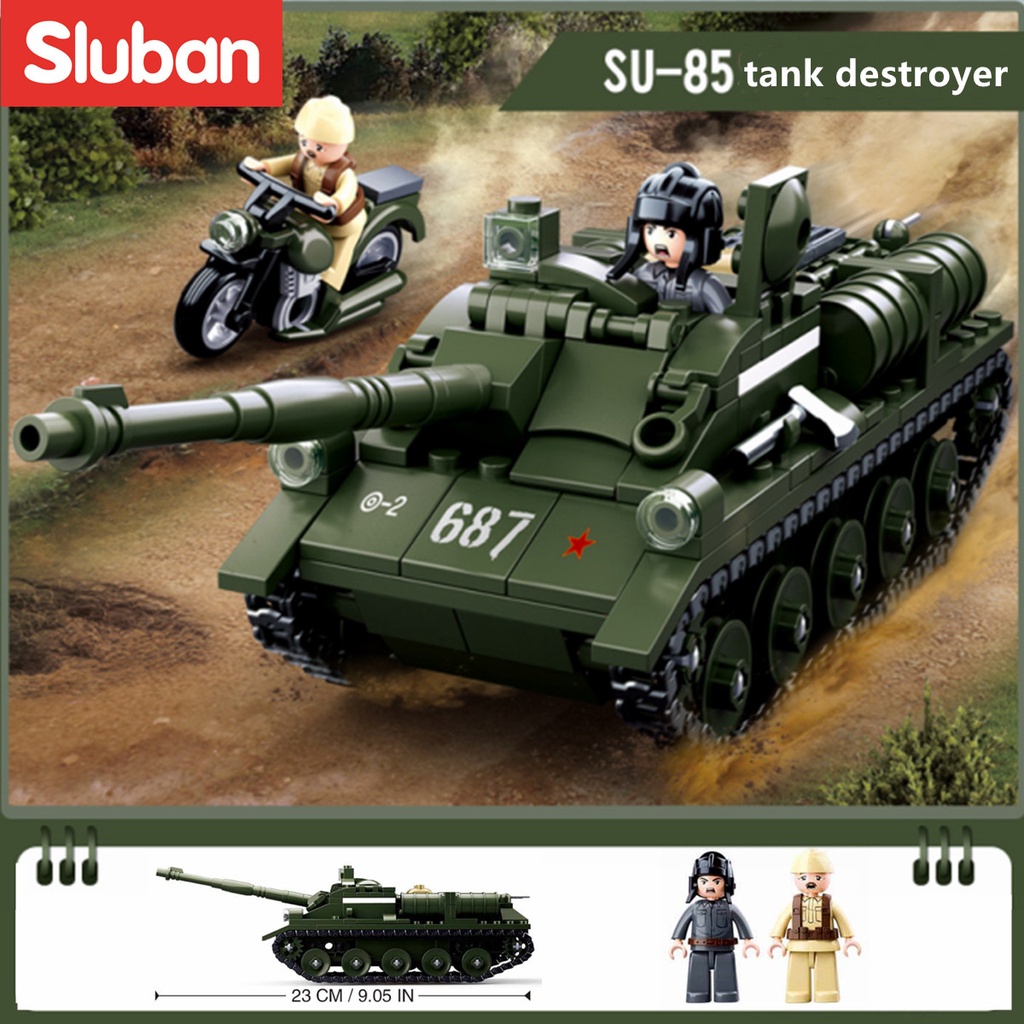 Bộ Đồ Chơi Lắp Ghép  338 Mảnh Ghép Xe Tăng Sluban 0687 WW2 SU85
