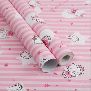 10M GIẤY DAN TƯỜNG DECAL MÃ KITTY KẺ SỌC (có keo sẵn)