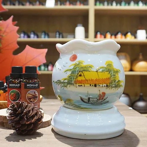 Đèn xông tinh dầu Hoa Văn Bát Tràng Oilmart