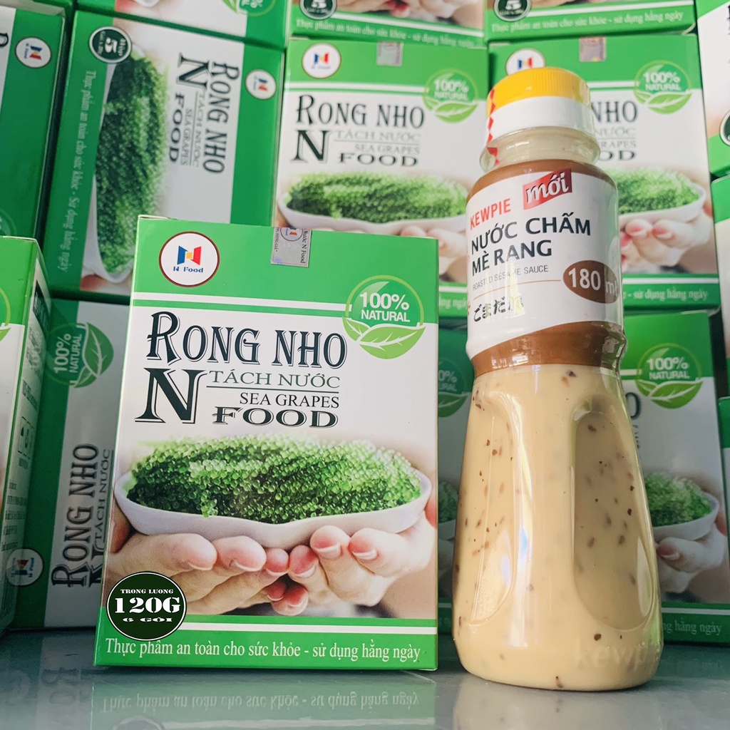 [ 2 Gói mè rang 15ml ] + Rong nho tách nước NFood Hộp 240gram/12 gói