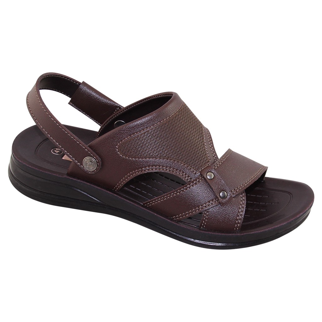 GIÀY SANDAL QUAI HẬU DA ĐẾ BẰNG NAM BITA'S SUM.95 (ĐEN + NÂU) - BITAS