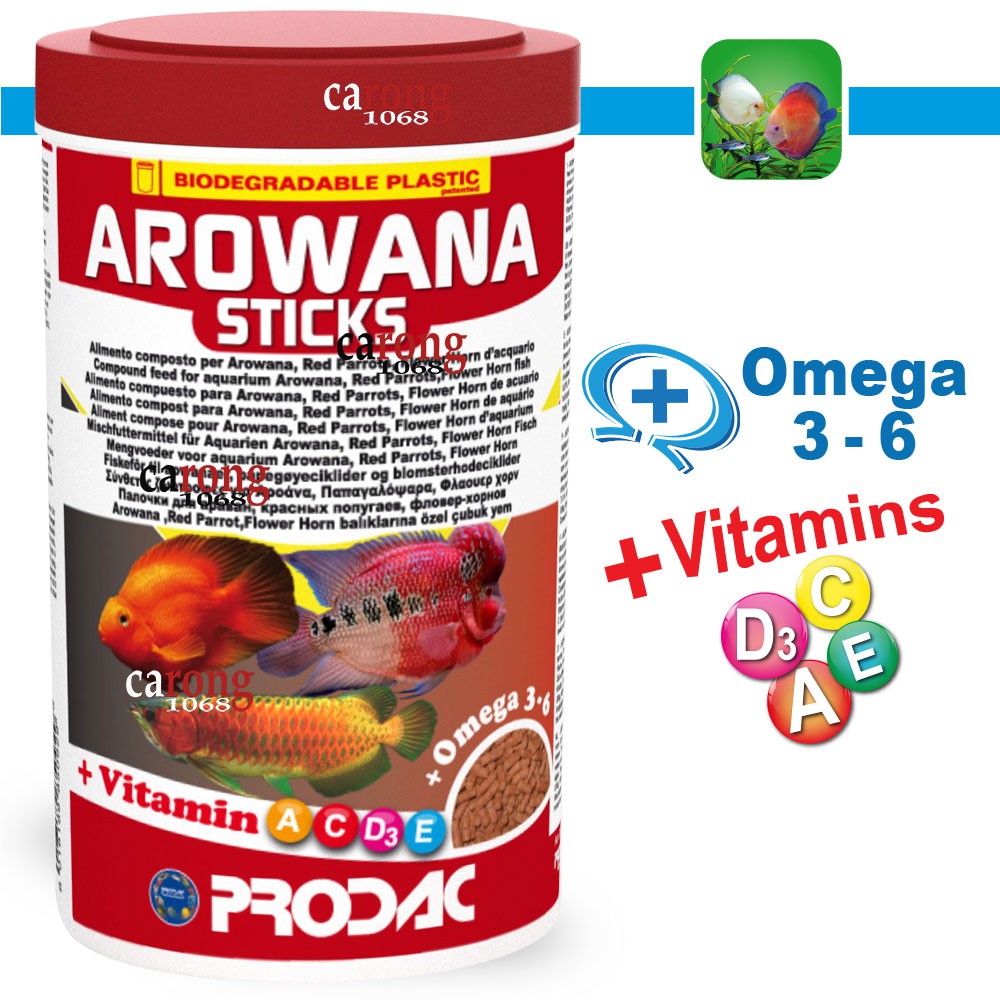 Thức ăn cao cấp giành cho AROWANA STICKS các loài cá rồng, cá hồng két, cá la hán, cá sừng hoa