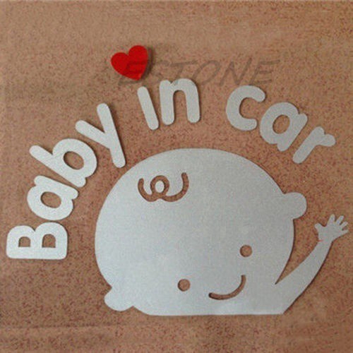 Miếng Dán Trang Trí Xe Ô Tô In Chữ Baby In Car Waving Baby In Car