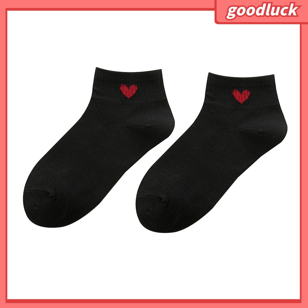 Vớ Cotton Cổ Ngắn In Hình Trái Tim Đơn Giản Cho Nữ