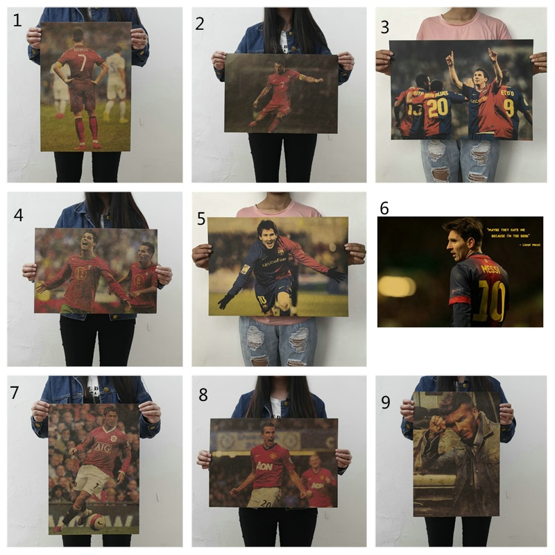 1 Tấm Áp Phích Dán Tường Hình Cầu Thủ Bóng Đá Messi Bec Beckham