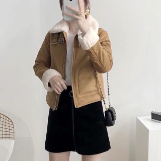 Áo da lộn lót lông HM