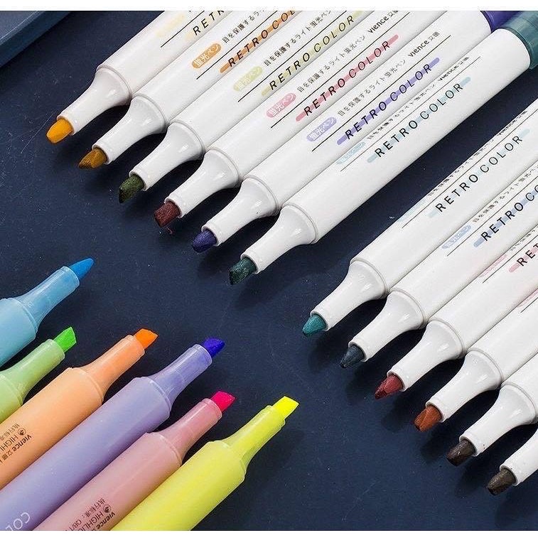 Bút dạ quang 6 màu highlight pastel, bút đánh dấu nhớ dòng cute nhiều màu marker dễ thương B04