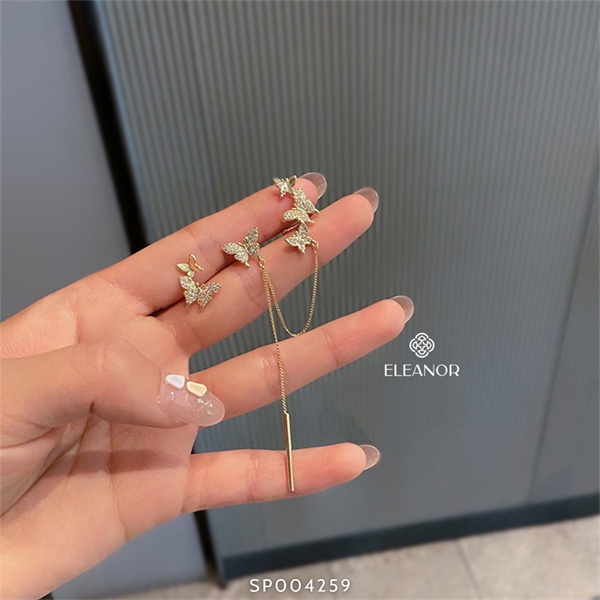 Bông tai nữ gắn vành Eleanor Accessories cá tính hình bươm bướm phụ kiện trang sức 4259