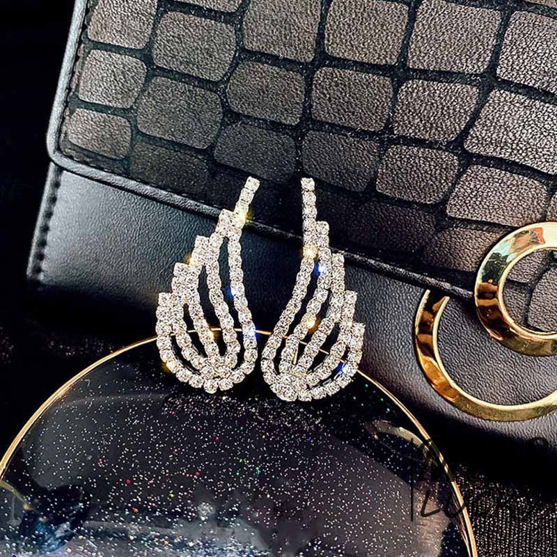 Khuyên Tai Mạ Bạc 925 Hình Đôi Cánh Thiên Thần Đính Đá Thời Trang Cho Nữ