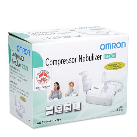 Máy khí dung thương hiệu Omron NE-C801, xông mũi họng, điều trị đường hô hấp cho trẻ con và người già, xuất xứ Trung Quố