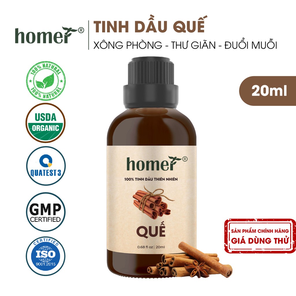 Tinh dầu Quế Việt Nam Homer - Cinnamon Essential Oil - đạt chuẩn chất lượng kiểm định