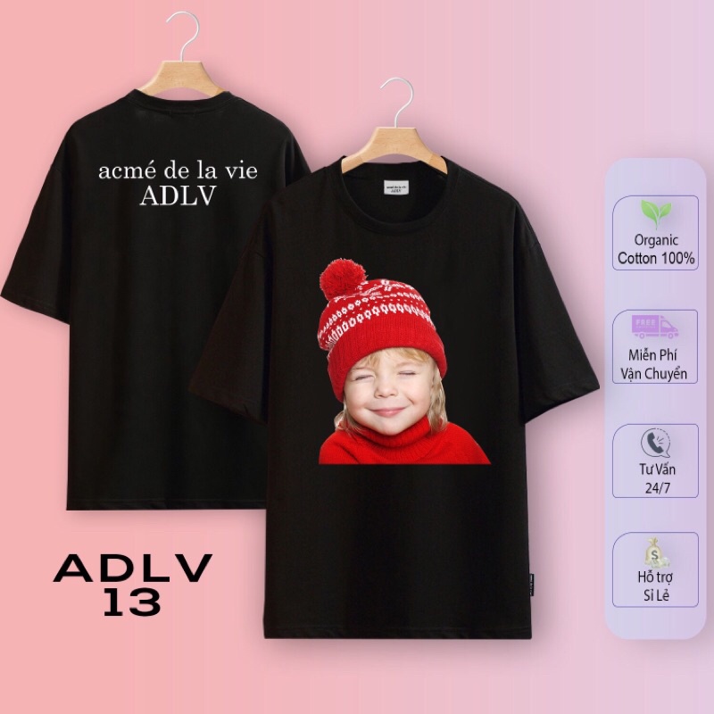 Áo thun form rộng tay lỡ nam nữ Adlv hoạ tiết cotton 100%|Tiệm Nhà Diễm