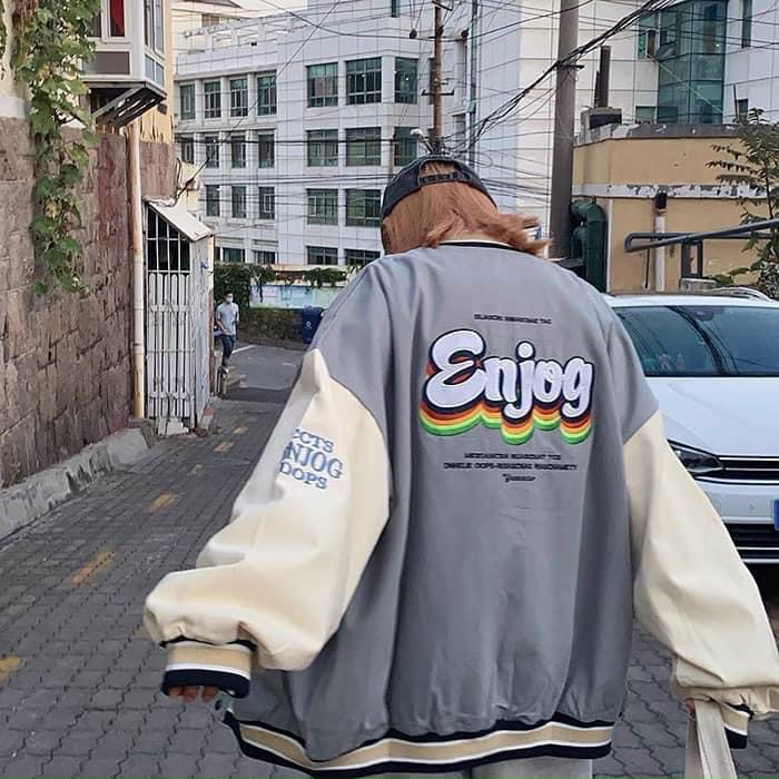 [Ảnh Thật] Áo Khoác Dù Nam Nữ Kiểu Bomber In ENJOY Nữ Unisex Form Rộng AK224 Ulzzang Hè Áo Khoác Gió Thùy Dương Fashion