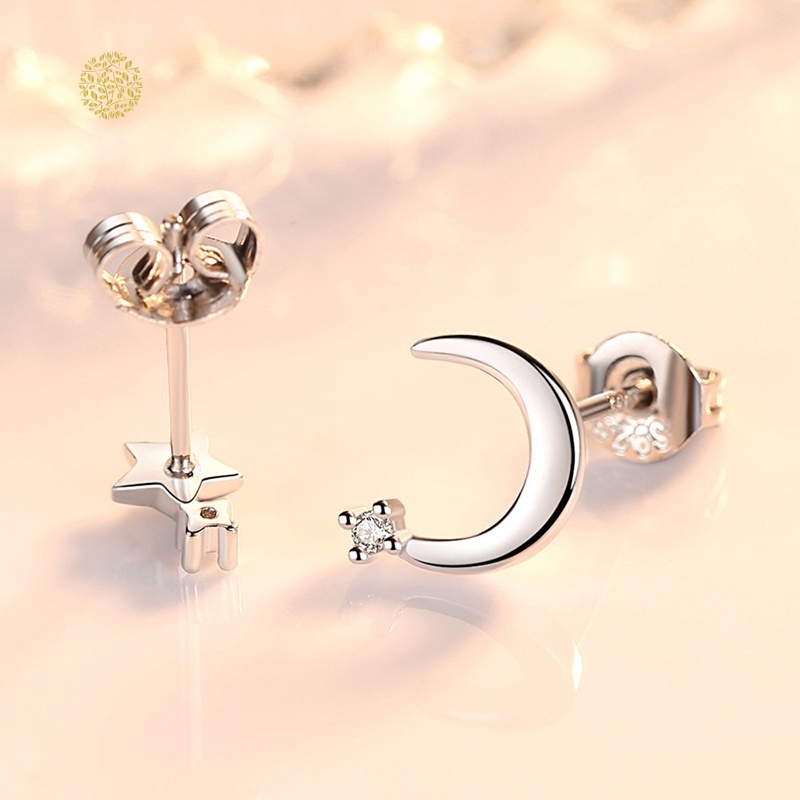 Bông tai hình trăng sao đính đá lấp lánh cho nữ