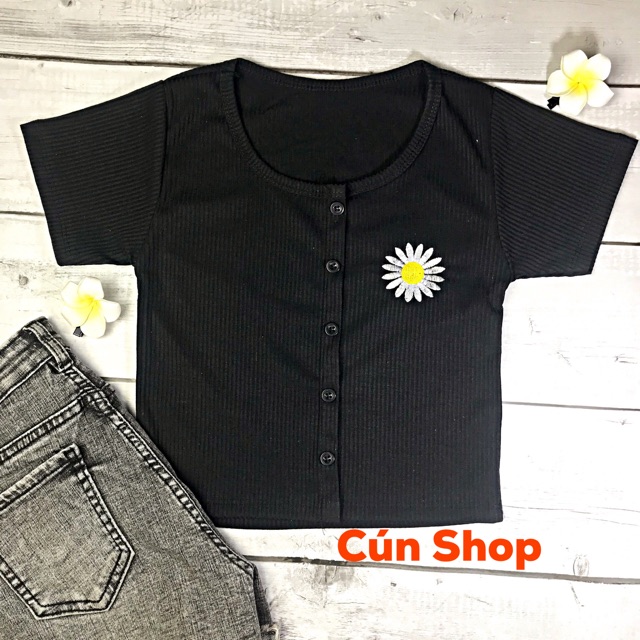 Áo croptop nhiều nút thêu hoa cúc 3 màu LIKANO CRT46 | BigBuy360 - bigbuy360.vn