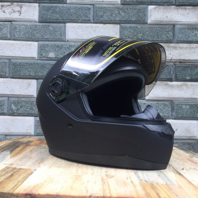 Mũ bảo hiểm fullface asia  m136 đen nhám, mũ hàm đen nhám, mũ có cằm