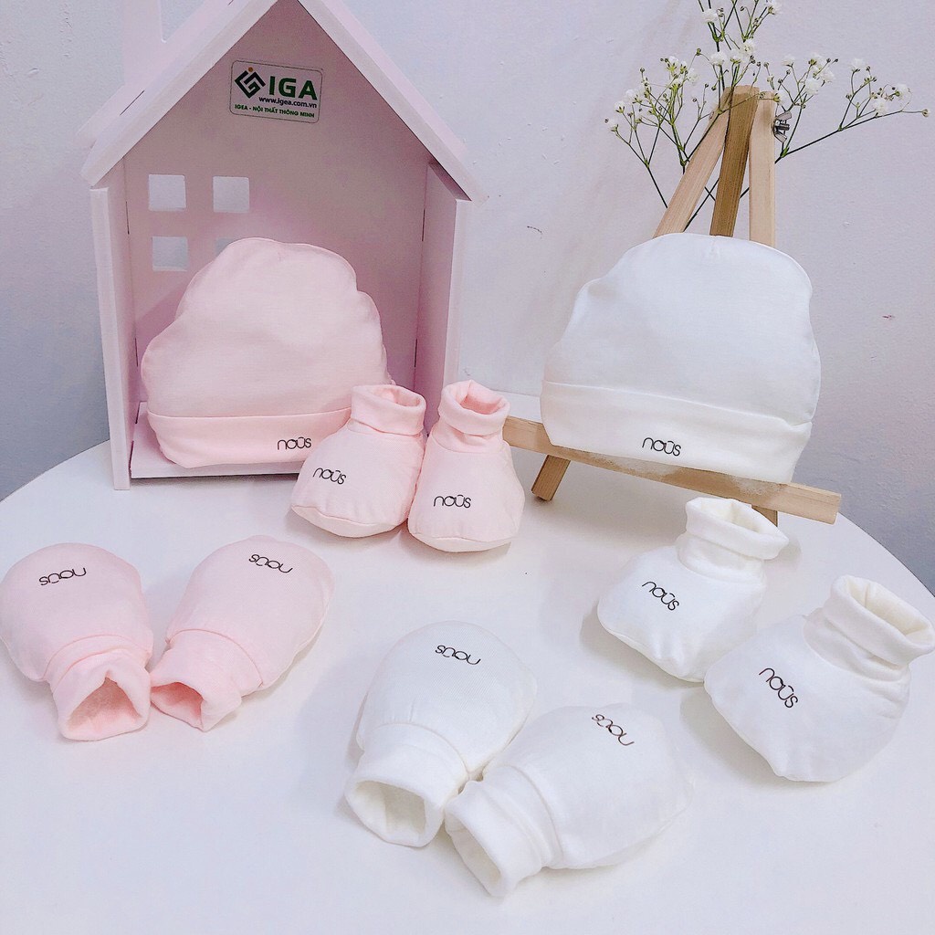 [FAFRINW05 giảm tối đa 30k đơn 150k]Bao tay, bao chân và mũ sơ sinh petit cho bé Nous (Sz Newborn)