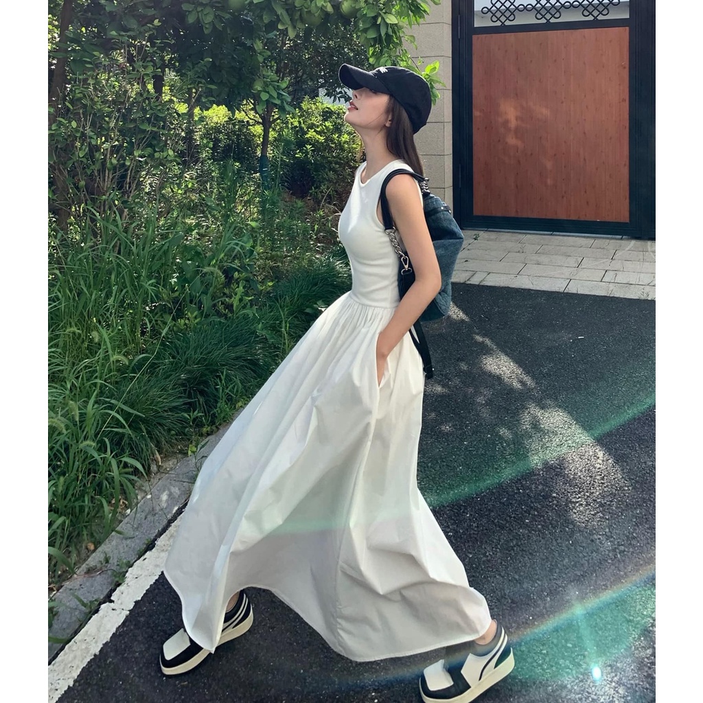 Váy Maxi Ba Lỗ Nhún Ly Eo Xoè Eclipse Dạo Phố Đi Biển