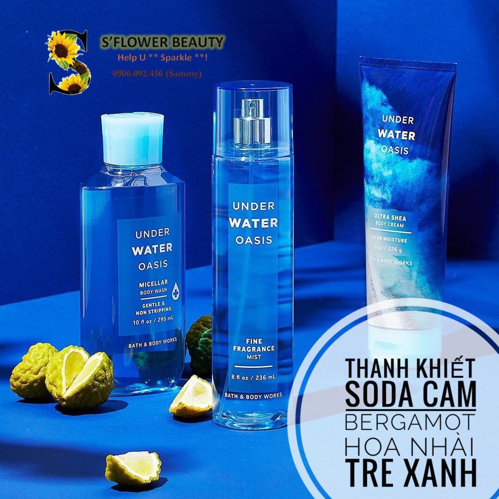 Gel Tắm Dưỡng Thể Xịt Thơm Toàn Thân Bath &amp; Body Works | Under Water Oasis | Papaya Paradise  | Pink Coconut Calypso