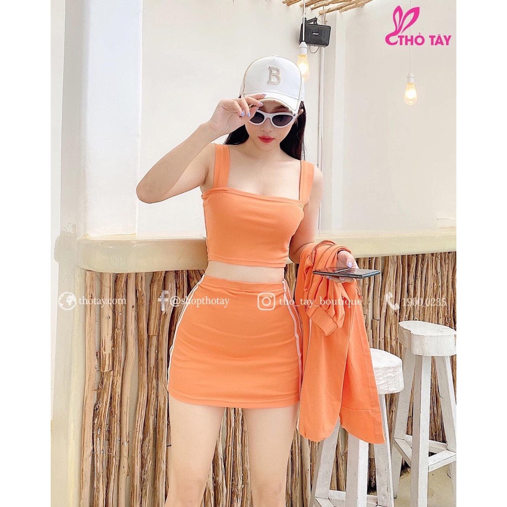 SET áo croptop thể thao + áo khoác Cực Xinh , Chất thoáng mát