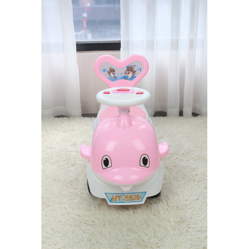 Xe chòi chân phát nhạc kết hợp xe bám tập đi 2 trong 1 cho bé hình cá heo babies Toys House