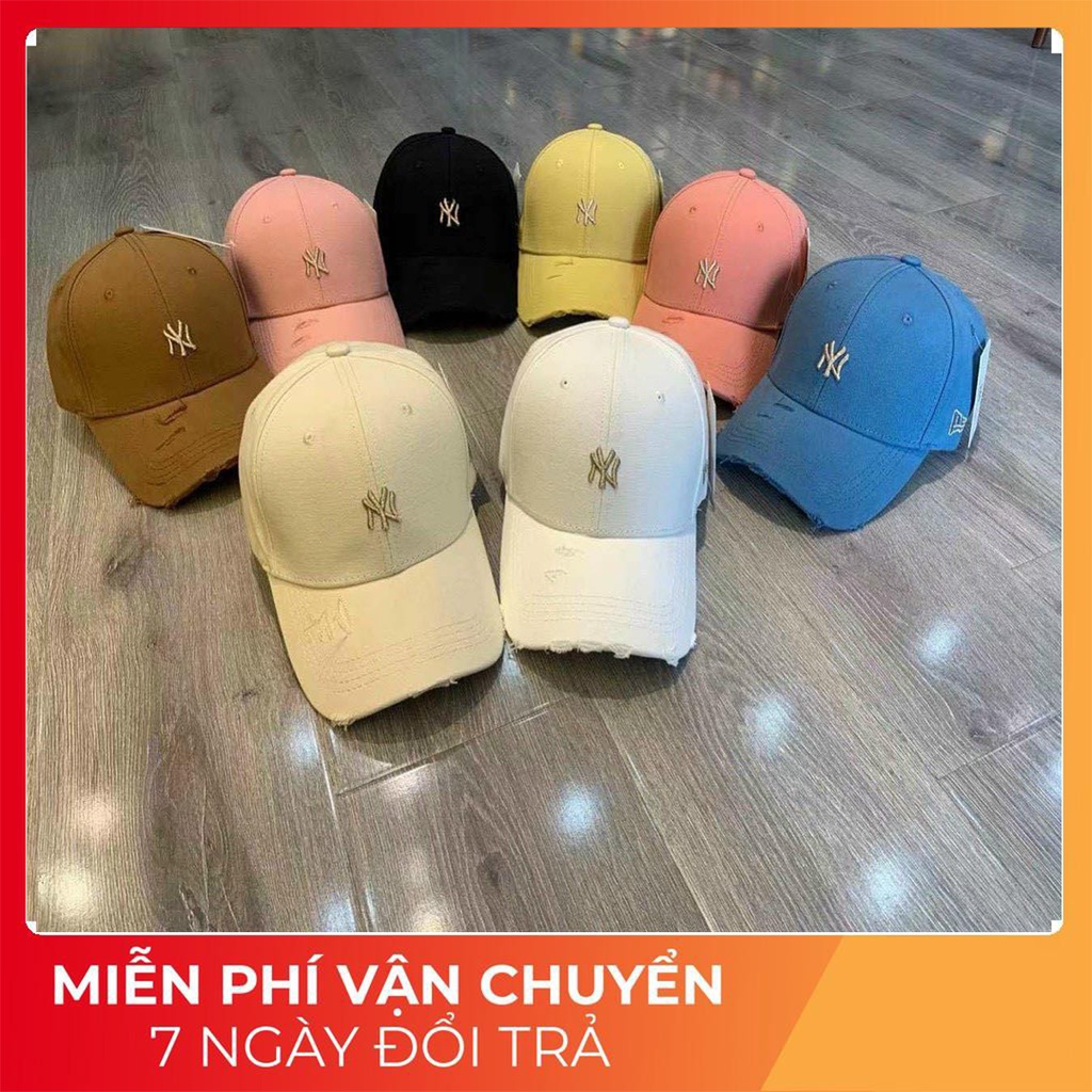 Mũ lưỡi trai rách ❤️ Nón thêu chữ NY phong cách Ulzzang form unisex nam nữ