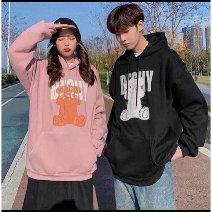 Áo khoác nỉ form rộng có mũ kiểu hoddie in chú gấu BECHY xinh xắn TTSLA0522