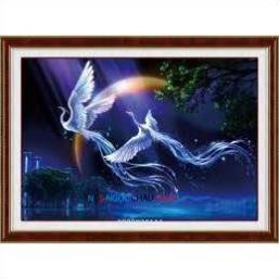 Tranh đính đá PHƯỢNG HOÀNG SONG PHI (77193)64×50Cm> Chưa Đính.