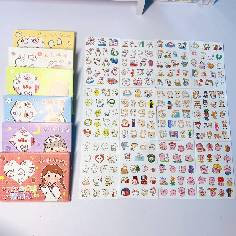 Hơn 200 sticker trên 12 tấm 1 hộp, siêu cute Tiệm Ốc Sột-ST063