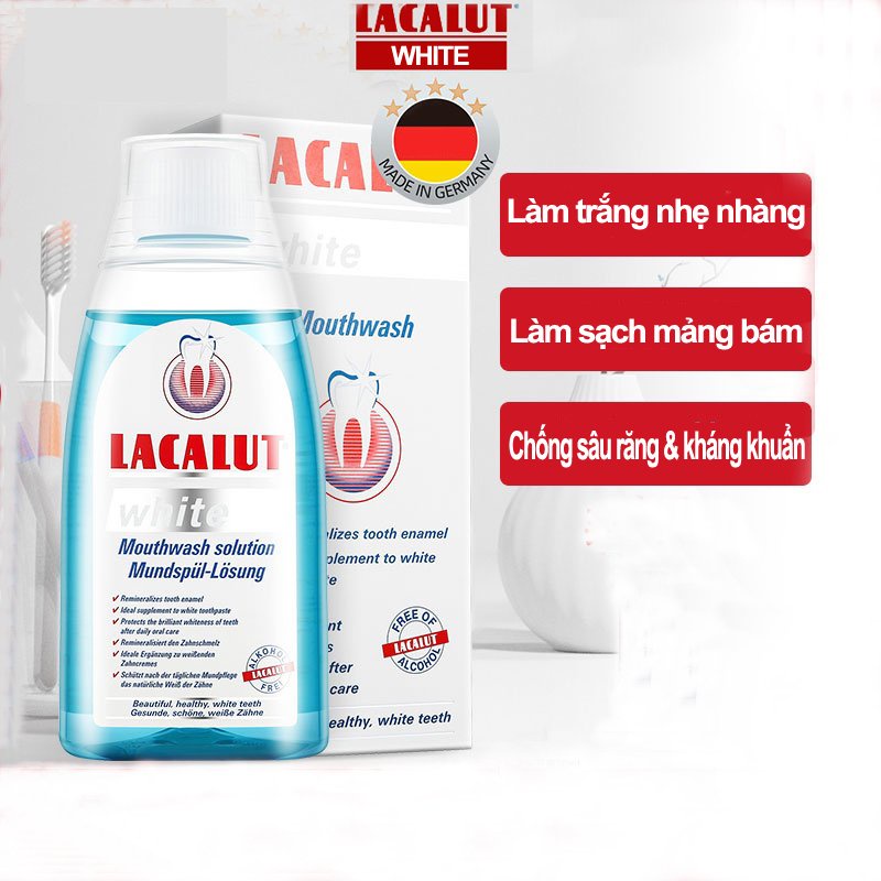 Nước Súc Miệng White Lacalut Làm Răng Trắng Sáng Loại Bỏ Mảng Bám Hơi Thở Thơm Mát