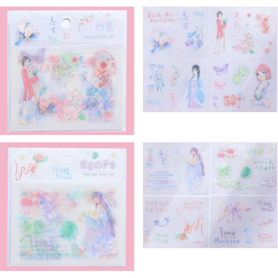 sticker set 4 nhỏ cô gái hình vẽ S16 thần tượng chữ kí