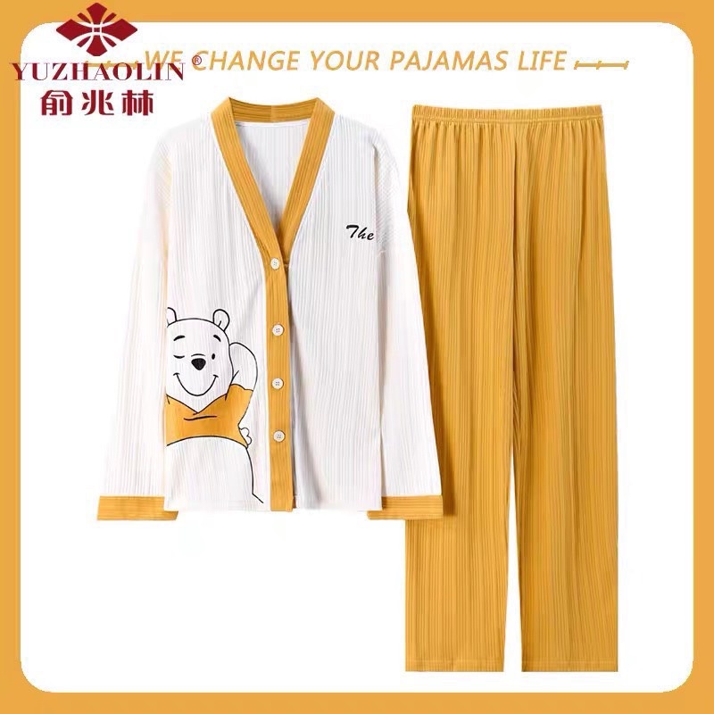 Bộ ngủ tiểu thư Bộ pijama len tăm phối bèo Bộ pyjama Pizama