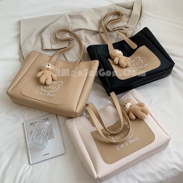 M126- Túi xách nữ công sở da tặng kèm móc gấu size 40cm 3 ngăn 3 màu xinh xin cho nàng-túi tote