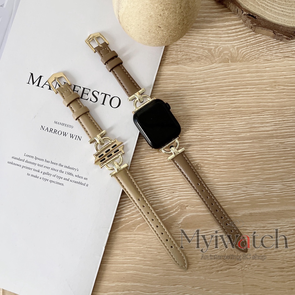 Dây Da Đeo Đồng Hồ 41mm 45mm 40mm 44mm 38mm 42mm iwatch Series 8 7 SE 6 5 4 3 2 1
