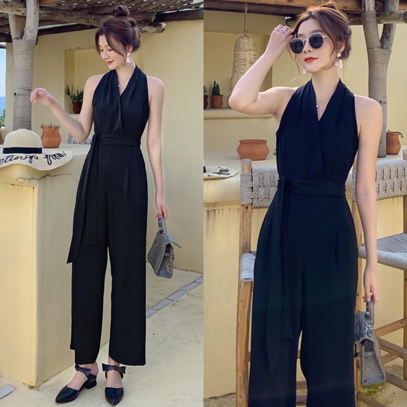 Jumpsuit Nữ Cổ Yếm Ống Rộng Thời Trang Nữ Có Size M-L-XL-XXL