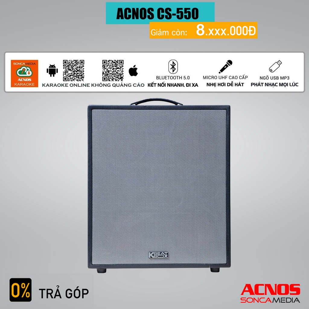Loa karaoke di động ACNOS CS550 Chính hãng - Tích hợp 2 Micro