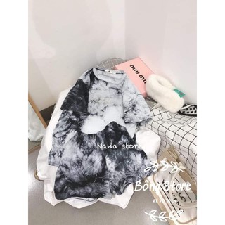 [Rẻ Vô Địch] Áo cotton tay lỡ Unisex mặc đôi ,nhóm , lớp------ Bộ Đùi Loang❤️❤️