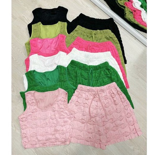 Sét bộ áo 3 lỗ quần đùi dập ren nổi hàng QC cao cấp