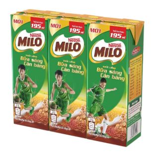 Lốc 3 hộp sữa ngũ cốc Nestle Milo 195ml/ hộp