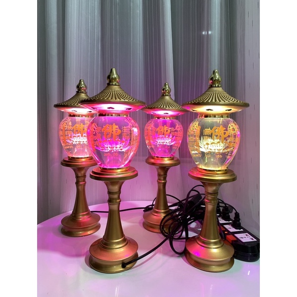 Đèn Pha Lê Thờ Cúng Hình Tháp - Đèn Led Đổi Màu Cao Cấp