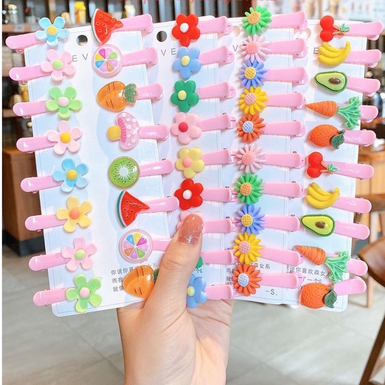 Kẹp Tóc Họa Tiết Hình Hoa, Trái Cây Siêu Xinh Xắn Cho Bé Gái T2 - #keptocchobe