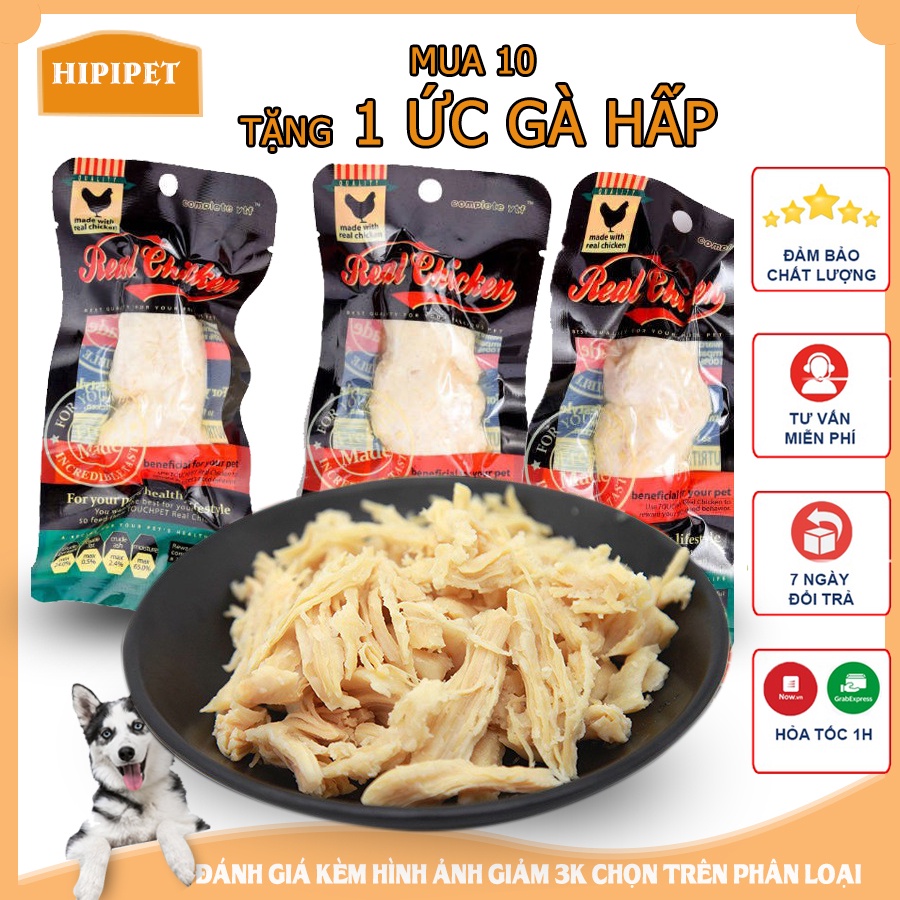 Thức ăn cho chó ức gà hấp Real Chicken - 40g